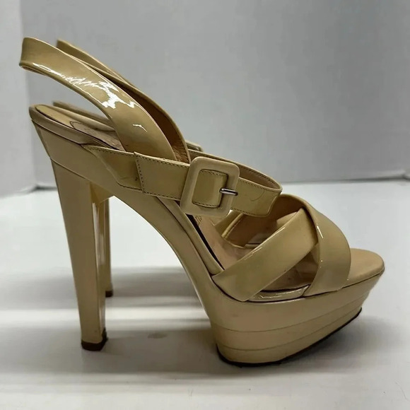Christian Louboutin Heels High Heel Shoes Leather Open Toe Ankle Strap Cream 35 - Picture 1 of 12